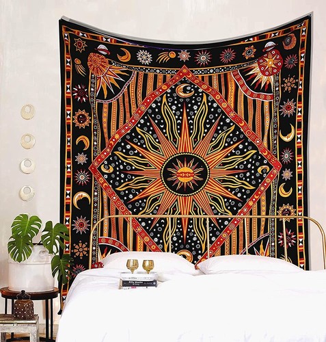 Orange burning sun moon wall - burning,