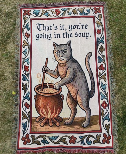 Medieval cat tapestry style - tapestry,