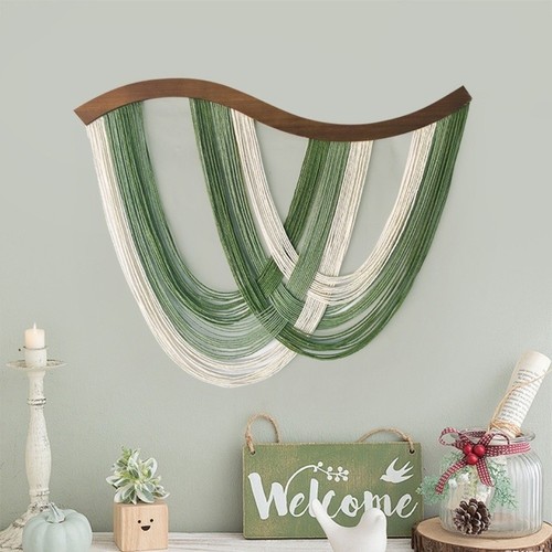Wooden boho wall decor yarn - wooden,