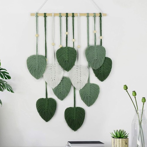 Macrame wall hanging leaf - hanging,