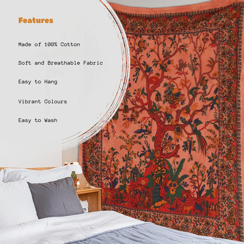 Orange tree life tapestry - tree,