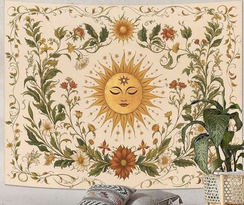 Boho floral sun mandala wall - boho,