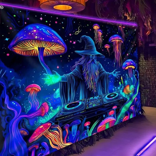 Blacklight forest wall - blacklight, art