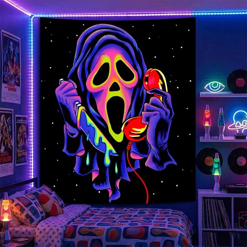 Skull blacklight tapestry uv - skull,