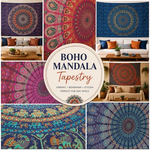 Large mandala tapestry wall - tapestry,