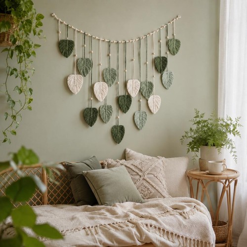 Boho macrame wall - boho, leaf